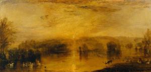 The Lake, Petworth: Sunset, a Stag Drinking c.1829 Joseph Mallord William Turner 1775-1851 Accepted by HM Government in lieu of tax and allocated to the Tate Gallery 1984. In situ at Petworth House http://www.tate.org.uk/art/work/T03884